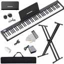 NikoMaku 88 Keys Piano Keyboard Semi-weighted Compact Portable Digital Piano Set for Beginners with Stand, Carrying Case, Sustain Pedal, Headphones, SWAN-S Black