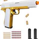 Soft Bullet Toy Pistol with Shell Ejecting for Outdoor/Indoor Shooting Games Toys, Prop for Halloween Costume, Educational Play Toy Guns Model(Gold), Christmas/Birthday Gifts