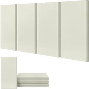 UMIACOUSTICS 4 PCS Acoustic Wall Panels, 2 Thick 23.6" x 11.8" Fiberglass Recording Studio Acoustical Treatments Panels, Sound Absorbing Panels for Studios, Office, Home Theater. Beige