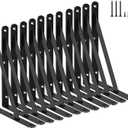 12 Pack L8 x H 6" Black Heavy Duty Shelf Brackets with Screws Metal Shelf Brackets Shelf Support Angle Brackets for Shelves L Brackets Heavy Duty Floating Shelf