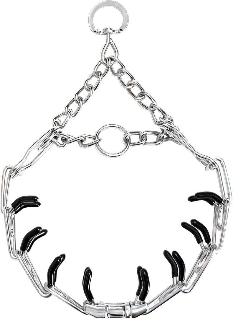 Prong Training Collar for Dogs, Adjustable Dog Pinch Collar with Quick Release Buckle, No Pull Collar for Small Medium Large Dogs, Extra Link and Caps (S(14-17" Neck, 2.25mm), Silver)