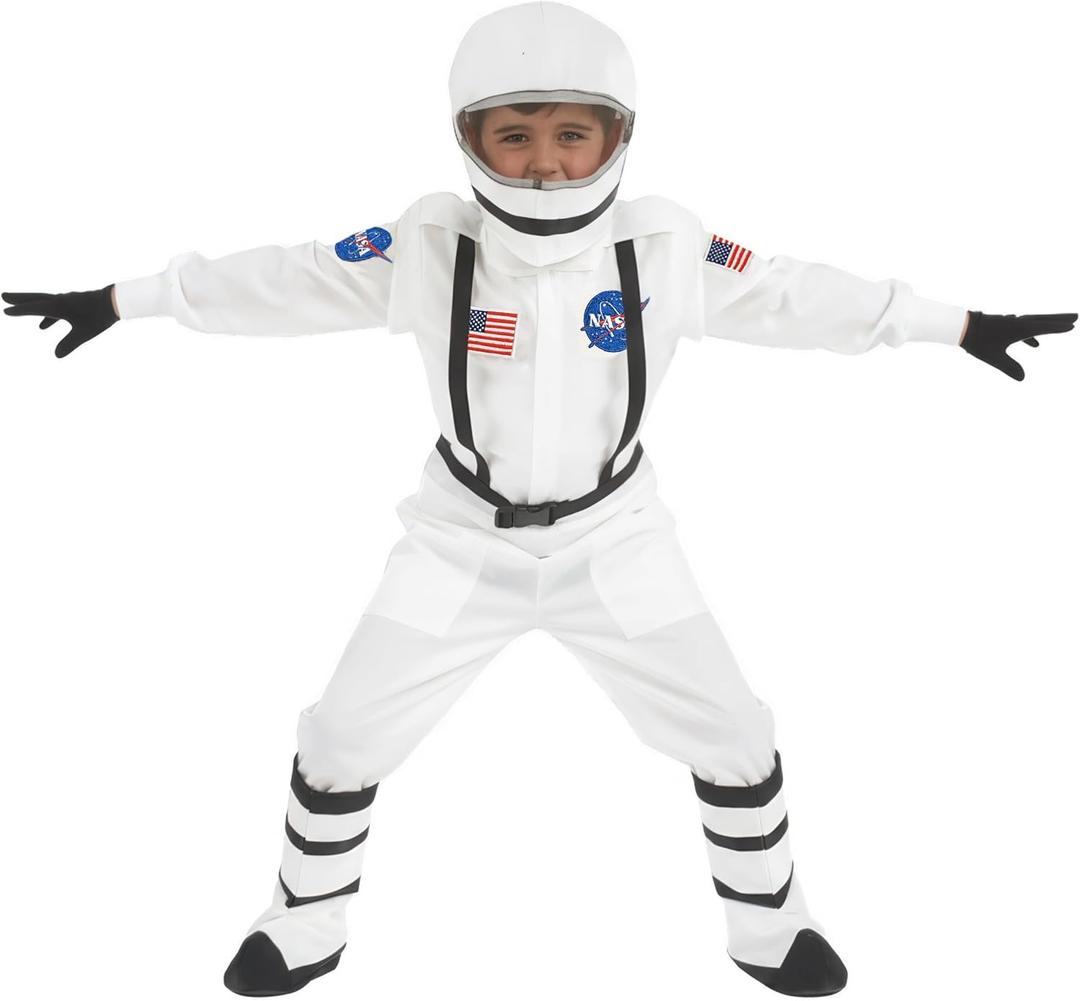fun shack Kids Astronaut Costume With Helmet, NASA Space Outfit For Boys And Girls, Ideal For Dress Up And Parties (Medium)