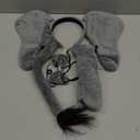 Lewtemi 4 Pcs Elephant Costume Set Kids Ears Headband Nose Tail Bowtie for Children Carnival Cosplay World Book Day(Gray,Style 1)