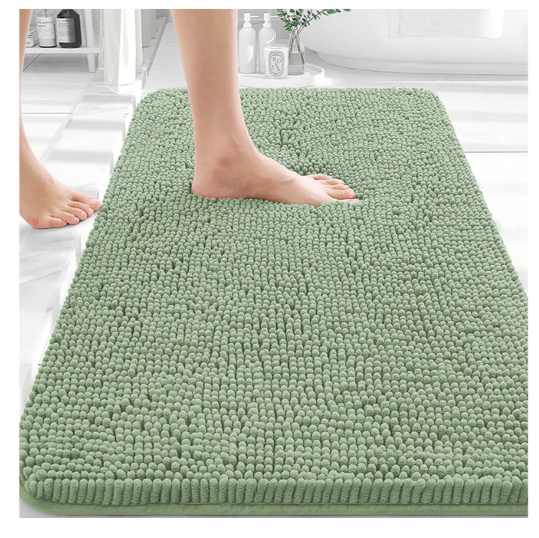 OLANLY Bathroom Rugs 30x20, Extra Soft Absorbent Chenille Bath Rugs, Rubber Backing Quick Dry, Machine Washable Bath Mats for Bathroom Floor, Tub and Shower, Home Decor Accessories, Sage Green