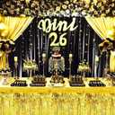 6 PCS Golden Metallic Foil Fringe Tinsel Table Skirts 9 Feetx29.5 Inch for Rectangle Tables, Tinsel Backdrop Curtains,Party Supplies,Wedding, Birthday, Parade Floats, Christmas Decorations