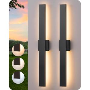 EDISHINE 31in LED Outdoor Wall Lights, 3CCT & 10%-100% Dimmable, IP65 Waterproof, Modern Exterior Lighting Fixtures, Long Exterior Wall Lights for Garage, Front Door, Pack of 2, Black