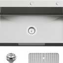 30x18 In Drop Inch Kitchen Sink-Stainless Steel Topmount Modern Single Bowl Kitchen Sink Come With Silicon Mat, Drain Strainer Set Offer Large Basin And Compatibility With Various Kitchen&Bar Style, 30X18X9 Inches