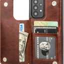 ONETOP Compatible with Samsung Galaxy A53 Wallet Case with Card Holder, PU Leather Kickstand Card Slots Case, Double Magnetic Clasp and Durable Shockproof Cover 5G 6.5 Inch(Brown)