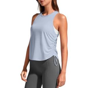 G4Free Lyocell Racerback Women Workout Tank Tops Ruch Side High Neck Muscle Tops for Gym Athletic Yoga M
