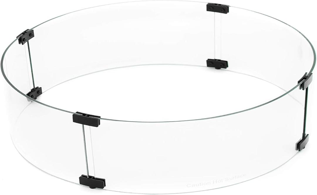 Hiland AWS-RND22 Fire Pit Glass 22" Wind Screen, Small, Clear