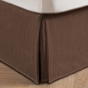 MIYE Pleated Waffle Weave Bed Skirt, Tailored Dust Ruffle 14 Inch Drop Easy Fit, Machine Washable (Brown, King  14" Drop)