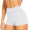 CAMPSNAIL Workout Biker Shorts Women - 3"/5"/8" High Waisted Tummy Control Spandex Booty Volleyball Shorts for Yoga Dance (White, S)