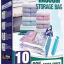 Vacuum Storage Bags, 10 Medium Space Saver Vacuum Seal Bags, Space Bags, Vacuum Sealer Bags for Clothes with Travel Hand Pump (10M)