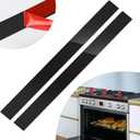 2 Pcs 304 Stainless Steel Strips, Brushed Self Adhesive Strip Metal Trim Strip, Finishing Sheet Metal Strip for Microwave/Oven/Cooktop, 30" Long, 3" Wide Gap Filler for Kitchen Decor-Black