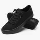 Women Canvas Sneaker Slip On Non Slip Casual Shoes Lace Up Canvas Low Top White Shoes Loafers for Women Fashion Black Sneaker, Size 7,5