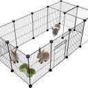 HOMIDEC Pet Playpen,Small Animals Cage DIY Wire Portable Yard Fence with Door for Indoor/Outdoor Use,Puppies,Kitties,Bunny,Turtle 48" x 24" x 16" Black