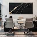 Gold and Black Abstract Canvas Prints 29x58 Inch, Large Framed Wall Picture with Black Frame, Contemporary Home Decoration for Bedroom Dining Room or Hallway