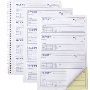 Professional Money and Rent Receipt Book Two Part Carbonless Copy Spiral Bound(3 Packs)