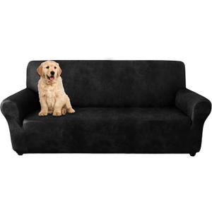 molasofa Sofa Covers - Couch Cover for Leather Couch, Soft and Washable Sofa Covers with Leather-Like Quality. Non-Pilling, Non-Slip 1-Piece Couch Cover for Dogs, Cats, and Kids (02 Black)