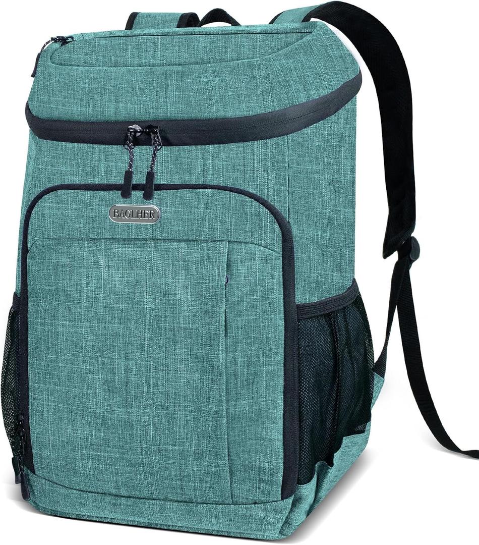 BAGLHER Lightweight Insulated Cooler Backpack - 30 Cans, Leak-Proof for Lunch, Picnic, Hiking, Camping Trips (green-plus)