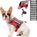 Service Dog Vest Harness and Leash Set+10 Patches,No Pull&Adjustable Reflective Dog Harness with Soft Padded Handle for Training/Everyday,Fit Dogs (Red S)