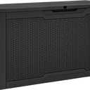 YITAHOME 80 Gallon Outdoor Storage Box, Large Water Resistant Resin Deck Box, Indoor Outdoor Lockable Rattan Storage Container for Patio, Garden, Cushions, Tools, Equipment (Black) 