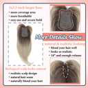 JQM Hair Toppers for Women, 18 Inch Long Hair Pieces for Women with Thinning Hair, 360 3D Clip in Blunt Wispy Bangs (Ombre Dark Root to Blonde)