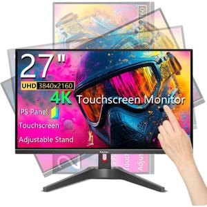 Touchscreen Gaming Monitor 27 Inch 4K UHD(3840x2160) IPS Computer Monitor, 60Hz, Ultra-Thin Bezel, HDMI, DisplayPort, 400 cd/, VESA, Tilt Adjustable