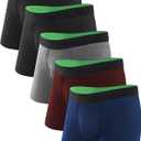 TIICHOO Washable Incontinence Underwear for Men Regular Absorbency Incontinence Boxer Briefs with Fly 5 Pack (Large, 2 Black/Burgundy/Navy/Light Gray)