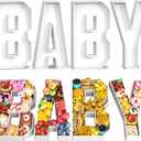 Paready Fillable Cardboard Letters BABY, 13.78'' Tray Charcuterie Board, White Trays for Food Candy Cupcake Container Box, Birthday Gender Reveal Baby Shower Party Decoration