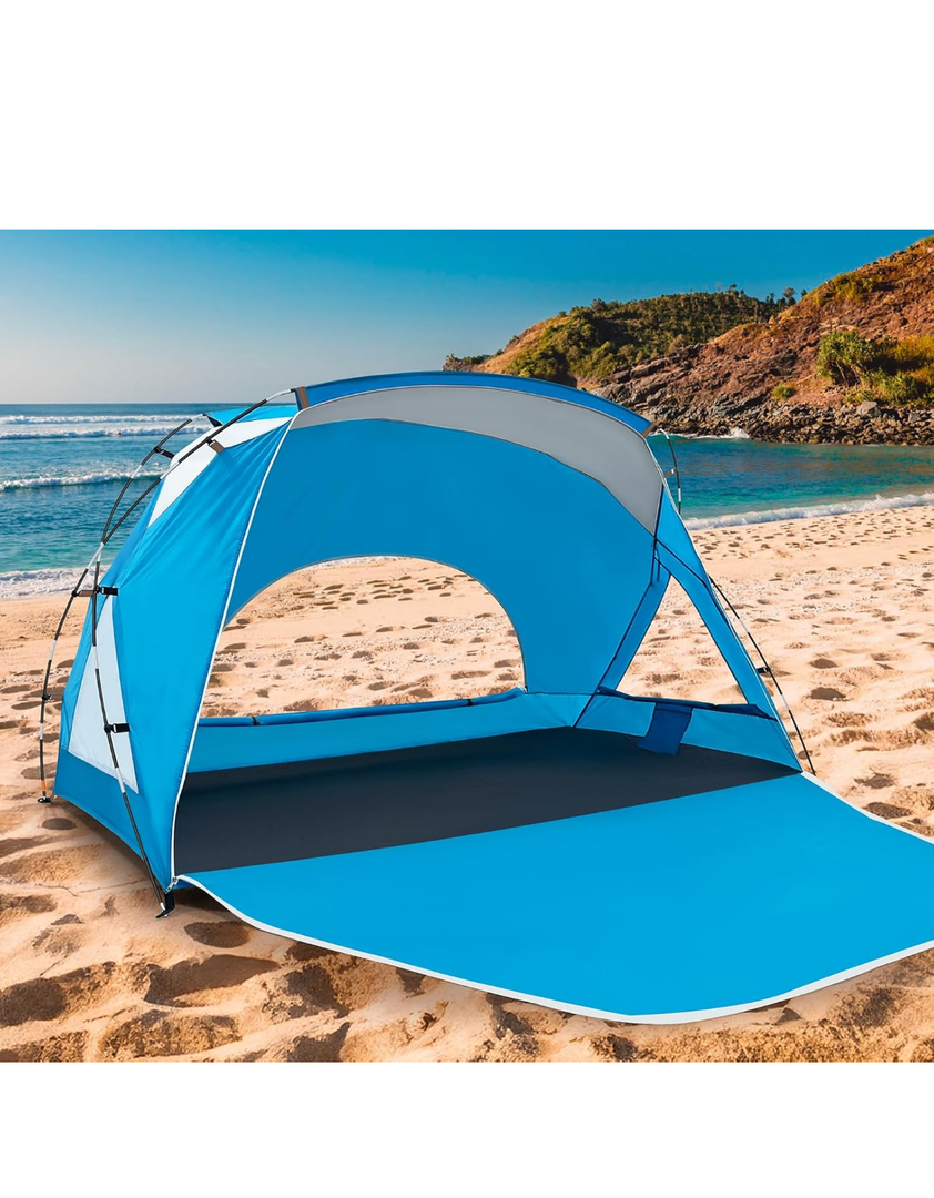 Beach Tent, Portable Sun Shelter for 1-2 Person with UPF 50+ UV Protection, Easy Setup Waterproof Beach Shade Canopy Cabana for Family Outdoor and Picnics, Fishing with Carrying Bag