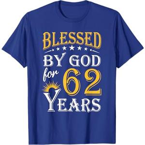Vintage Blessed by God for 62 years Happy 62nd Birthday T-Shirt, Size 3XL