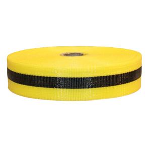Woven Barricade Safety Tape - 2 in x 200 ft - Striped Webbed Polypropylene UV Resistant (Yellow)