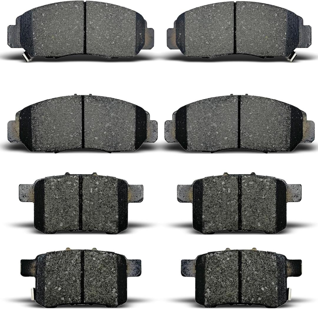 Front Rear Ceramic Disc Brake Pads Set Compatible with 2010-2012 Honda Accord EX/EX-L, for 2011-2014 Acura Tsx