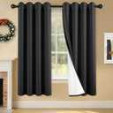 2 Panels 100% Blackout Curtains, Lightweight Thermal Insulated Grommet Drapes for Bedroom Living Room, Light Blocking Window Treatment, Pack of 2, 54x63 Inches, Black