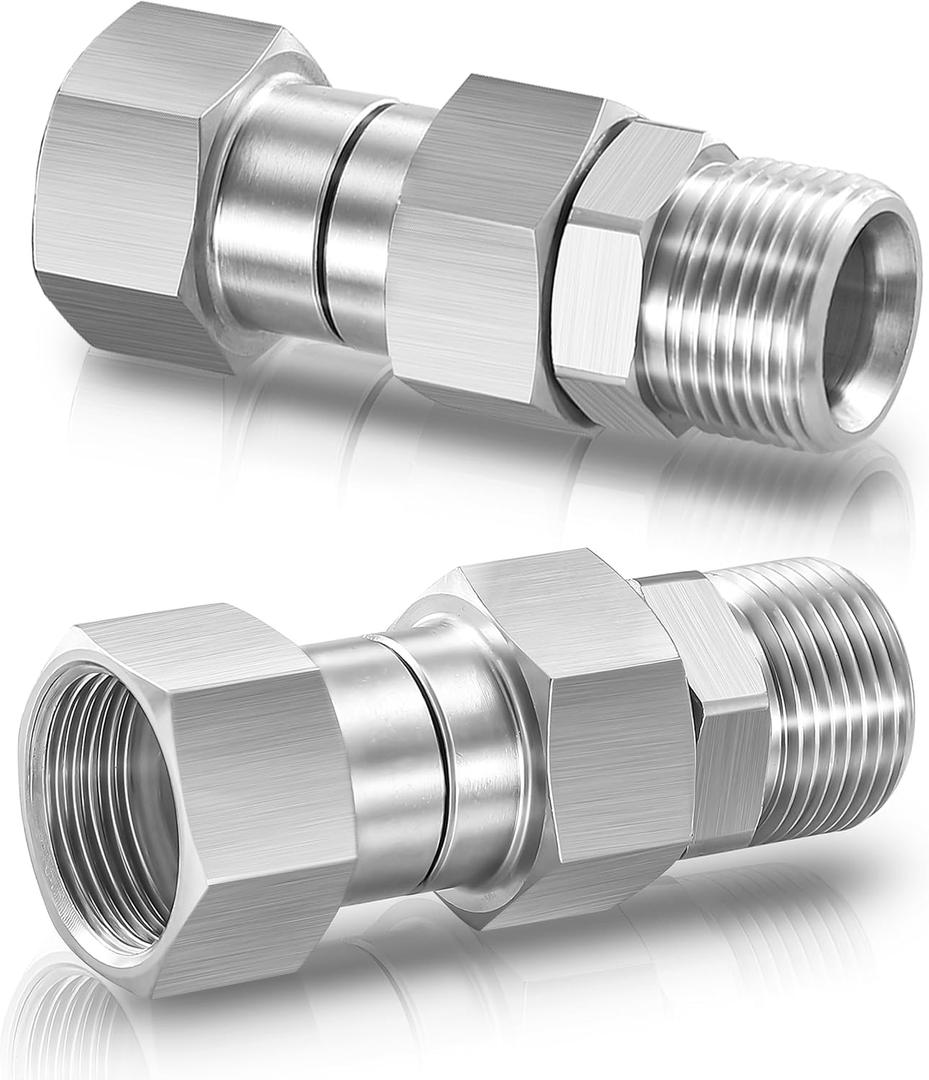 M MINGLE Pressure Washer Swivel Fitting, Metric M22 14mm Thread, Stainless Steel, 4500 PSI, 2 Pcs