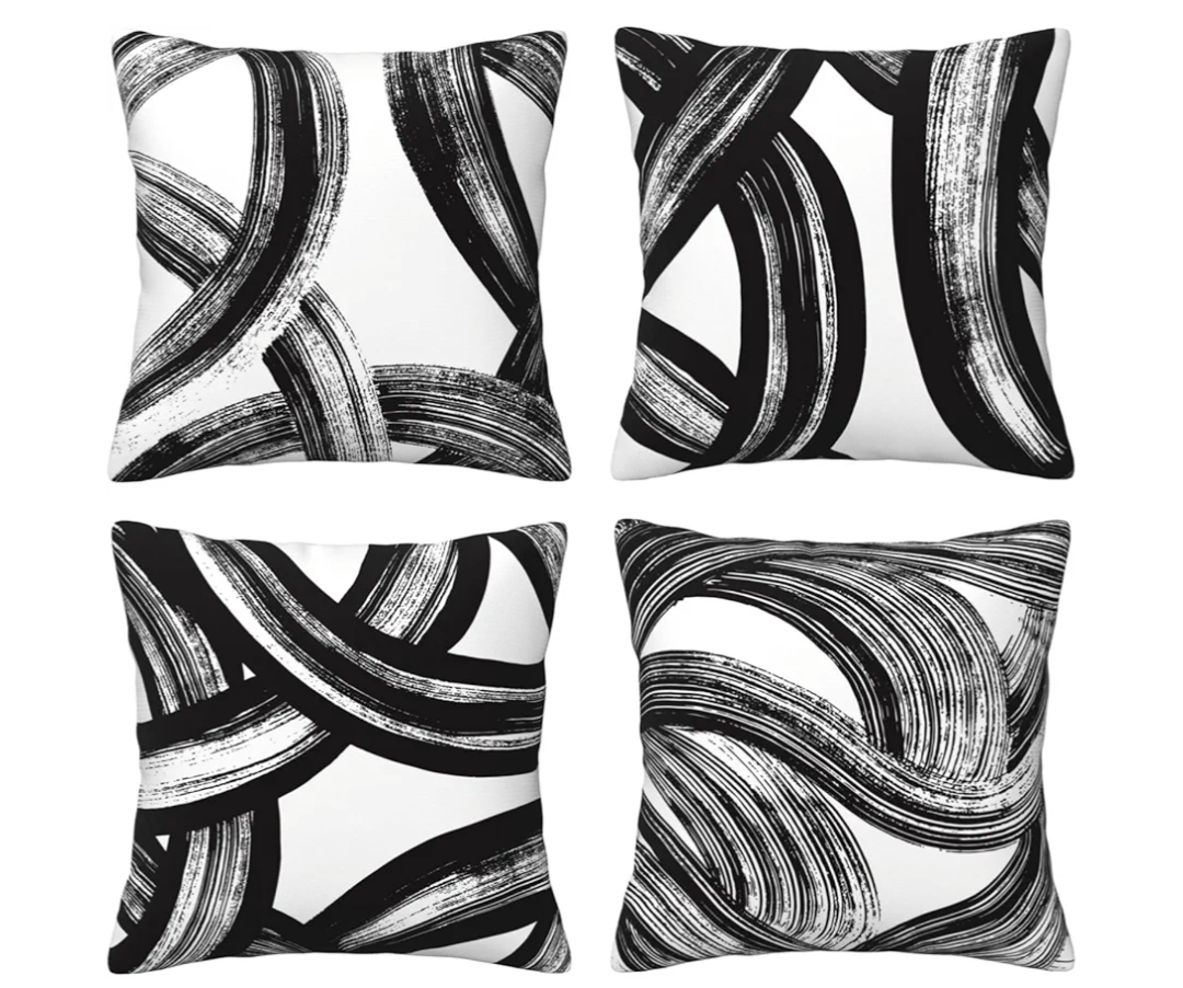 Black and White Striped Throw Pillows Covers 18x18 Set of 4 Abstract Art Decorative Square Pillow Case for Living Room Sofa Bed Couch Decor