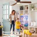 52 Inch Smart Flush Mount Ceiling Fan with Lights, Outdoor Low Profile Ceiling Fan with Alexa & Remote Control, 3 Solid Wood Propeller Blades, Quiet Damp-Rated Modern Fan for Bedroom Living Room Patio