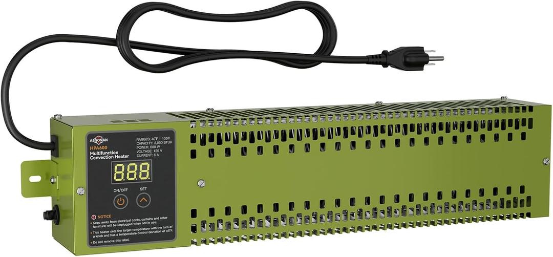600W Pump House Heater with Thermostat, 120V Freeze Protection