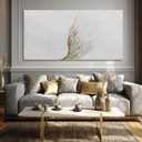 Hue7Art Contemporary White and Gold Abstract Canvas Wall Art Textured Line Design Minimalist Hand Painting Artwork for Living Room Bedroom Office Neutral Decor 29x58 Inch