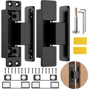 4.5" Hidden Door Hinge/Concealed Hinges,Invisible Hinges,Invisible Door Silent Door Hinge 110 Degree Swing Hinge 2-Way Adjustable Butt Hinge 4.5 x 2 x 1 (2, Black)