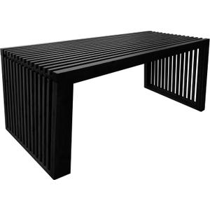 Versatile Wooden Slatted Bench - Sleek Modern Design for Dining, Entryway, Bedroom - Indoor Use with Storage Capability for Home, Kitchen, Bathroom & Beyond (Black)