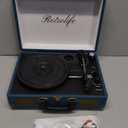 Vinyl Record Player 3-Speed Bluetooth Suitcase Portable Belt-Driven Record Player with Built-in Speakers RCA Line Out AUX in Headphone Jack Vintage Turntable Coral Blue