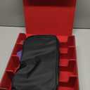 3200+ Trading Card Storage Box - 4-Row Deck Case for MTG Commander with 30 Dividers, 6 Plastic Clips, Portable Carrying Case, PU Leather Magnetic Closure for YuGiOh TCG Cards, Sports Cards (Black-Red)