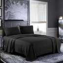 Pure Bedding Bed Sheets - Full Sheet Set [4-Piece, Black] - Hotel Luxury 1800 Brushed Microfiber - Soft and Breathable - Deep Pocket Fitted Sheet, Flat Sheet, Pillow Cases