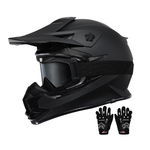 TRIANGLE Adult Dirt Bike Helmet Full Face Motocross Helmets DOT Certified Motorcycle Helmets with Adjustable Goggles & Gloves for Men & Women - DOT/FMVSS-218 Certified for Off-Road ATV BMX UTV, Matte Black XL