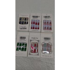 Pack Of 6,   24 Pcs Easter Press on Nails Almond Long Fake Nails Cute False Nails & Accessories with Easter Eggs Bunny Design Stiletto Nails Spring Reusable Stick on Nails Artificial Acrylic Nails for Women Girls