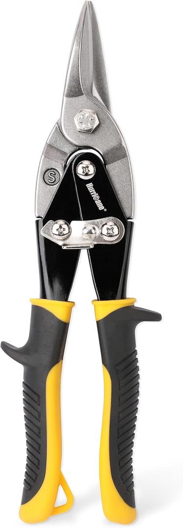 HURRICANE 10 Inch Aviation Tin Snips, Straight Cut Shears for Sheet Metal, Aluminum, Gutter & DIY Projects, Regular Straight Cutting Sheet Metal Cutter
