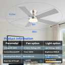 Ayaoty Flush Mount Low Profile Ceiling Fans with Lights - Modern Ceiling Fan with LED Dimming, Timer, 6Wind Speeds, Indoor Fan Light Fixture for Bedroom, Kitchen, Nickel