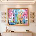 CSZPPQAF Cherry Blossom Paint by Numbers for Adults Beginner, Colorful Architecture Paint by Number Kits on Canvas, DIY Street Scenery Oil Painting for Home Wall Decor 12X16inch
